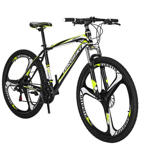 OBK X1 27.5 Wheels Mountain Bike Daul Disc Brakes 21 Speed Mens Bicycle Front Suspension MTB (Yellow Mag Wheels)