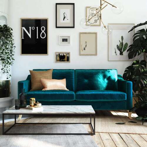 Rent to own Mr. Kate Tess Sofa with Soft Pocket Coil Cushions, Small Space Living Room Furniture, Green Velvet