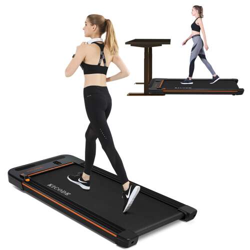 Kicode Under Desk Electric Treadmill, Portable Treadmill, Walking Pad Slim Treadmill with Bluetooth Speaker, Remote Control and LED Display, Walking Jogging Machine for Home Office Use Orange