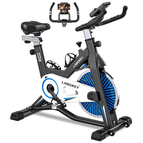 LABGREY Exercise Bike Indoor Cycling Bike Stationary Cycle Bike with Heart Rate Sensor & Comfortable Seat Cushion, Quiet Fitness Bike for Home Cardio Workout