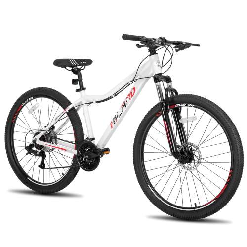Hiland Mountain Bike 26/27.5 Inch Aluminum Frame 21 Speed with Dual Disc Brake Lock-Out Suspension Fork for Woman White 27.5 inch wheel