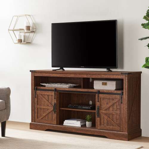 Rent to own OKD Farmhouse TV Stand Tall for 65 Inch TV Entertainment ...