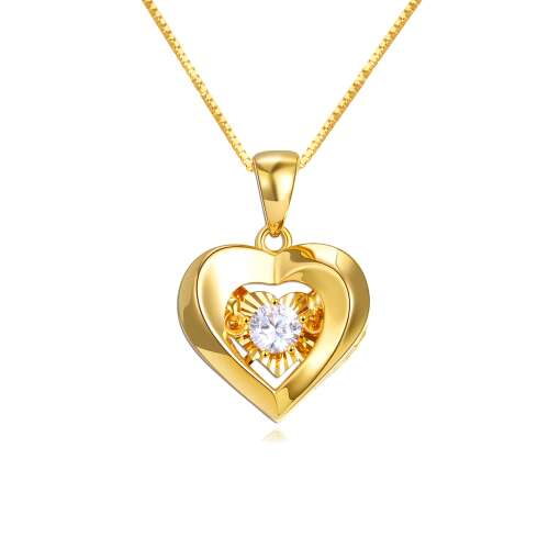 SISGEM 18k Yellow Gold Heart Necklaces for Women, Real Gold Box