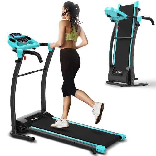 REDLIRO Electric Treadmill Foldable Exercise Walking Machince for Apartment Home/Office Jogging Compact Folding Easy Assembly 12 Preset Program 2 Wheels LCD Display BLUE