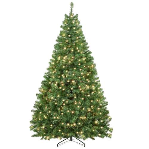 WBHome 7.5FT Pre-lit Premium Spruce Hinged Artificial Christmas Tree with 400 LED Lights, 1250 Prelit Sprout Branch Tips 7.5 ft