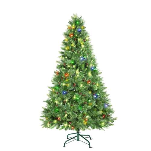 SHareconn 6ft Prelit Premium Artificial Hinged Christmas Pine Tree