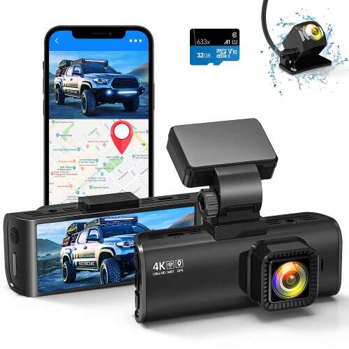 Rent to own REDTIGER Dash Cam Front Rear Camera 4K/2.5K Full HD Car Dashboard Recorder with 3.16” IPS Screen, Wi-Fi GPS Night Vision Loop Recording 170° Wide Angle WDR, Free 32GB Card