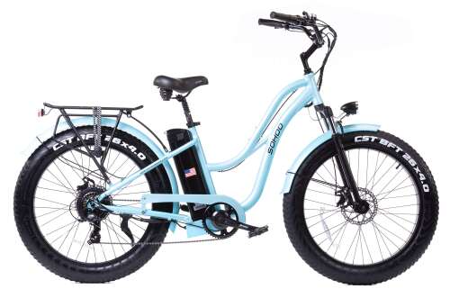 SOHOO 48V 750W 16Ah 26" Step-Thru Beach Cruiser Electric Bicycle City E-Bike Mountain Bike Blue