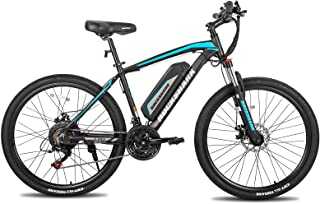 Rent to own HILAND Rockshark Aluminum Electric Mountain Bike Equipped with 350W Motor,26 inch 21MPH Adults E-Bike Shimano 21 Speed Disc Brake Suspension Fork with 36V 10.4Ah Removable Battery