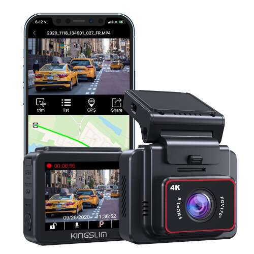 Rent to own Kingslim D5-4K Dash Cam with WiFi - Front Dash Camera for Cars with GPS and Speed, Sony Night Vision, Support APP and 256GB SD Card D5 4K Front Dashcam