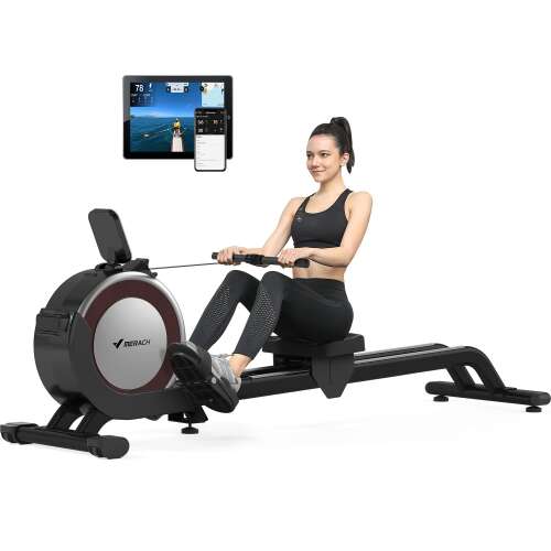 Rent to own Rowing Machine, Merach Electric Magnetic Rower Machine with Dual Slide Rail, 16 Levels of Quiet Electromagnetic Resistance, Max 350lb Weight Capacity, App Compatible, Rowing Machines for Home Use,Q1