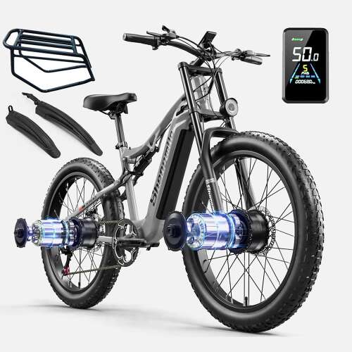 Rent to own S600 26” Electric Bike for Adults, 2000W Dual Motors E Bike, 31MPH, 48V 17.5AH Samsung Battery, E-Mountain Bicycle, Full Suspension, LCD Color Display, Passed UL & GCC Certification Light Grey