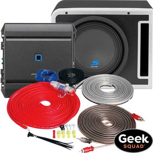 Alpine - 10-Inch Loaded Subwoofer Enclosure, Mono Amplifier & Amp Kit Package with In-Store Amplifier Installation