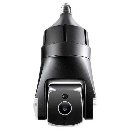 Amaryllo - Triton Biometric Auto-Tracking Light Bulb Outdoor Security Camera - Black