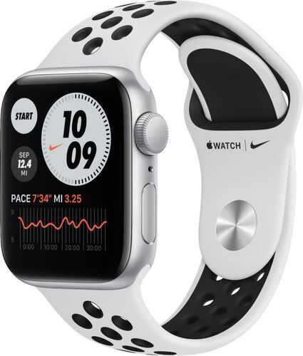 Apple Watch Nike SE (GPS) 40mm Silver Aluminum Case with Pure Platinum/Black Nike Sport Band - Silver