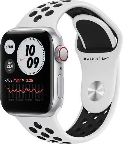 Apple Watch Nike SE (GPS + Cellular) 40mm Silver Aluminum Case with Pure Platinum/Black Nike Sport Band - Silver (AT&T)