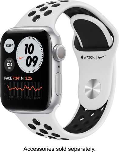 Apple Watch Nike Series 6 (GPS) 40mm Silver Aluminum Case with Pure Platinum/Black Nike Sport Band - Silver