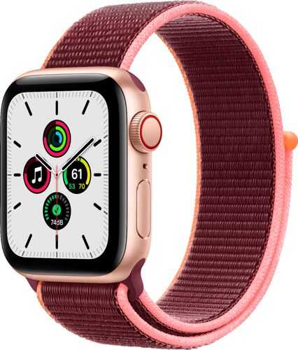 Apple Watch SE (GPS + Cellular) 40mm Gold Aluminum Case with Plum Sport Loop - Gold (Verizon)