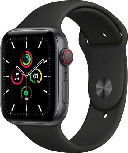 Apple Watch SE (GPS + Cellular) 44mm Space Gray Aluminum Case with Black Sport Band - Space Gray (AT&T)