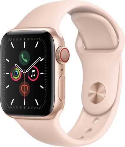 Rent to own Apple Watch Series 5 (GPS + Cellular) 40mm Gold Aluminum Case with Pink Sand Sport Band - Gold Aluminum (Sprint)