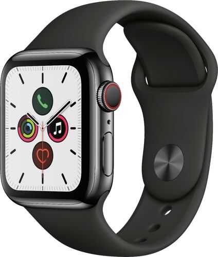 Rent to own Apple Watch Series 5 (GPS + Cellular) 40mm Space Black Stainless Steel Case with Black Sport Band - Space Black Stainless Steel (Verizon)