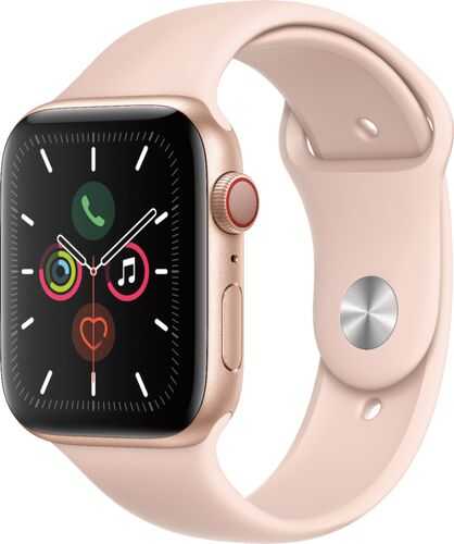Rent to own Apple Watch Series 5 (GPS + Cellular) 44mm Gold Aluminum Case with Pink Sand Sport Band - Gold Aluminum (AT&T)