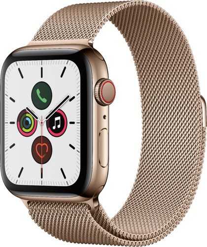 Rent to own Apple Watch Series 5 (GPS + Cellular) 44mm Gold Stainless Steel Case with Gold Milanese Loop - Gold Stainless Steel