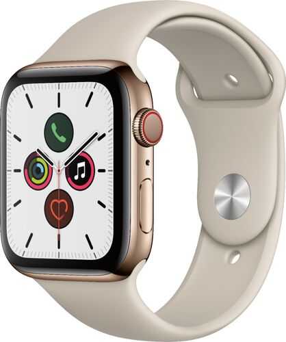 Apple Watch Series 5 (GPS + Cellular) 44mm Gold Stainless Steel Case with Stone Sport Band - Gold Stainless Steel