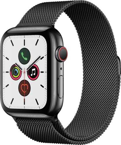 Rent to own Apple Watch Series 5 (GPS + Cellular) 44mm Space Black Stainless Steel Case with Space Black Milanese Loop - Space Black Stainless Steel