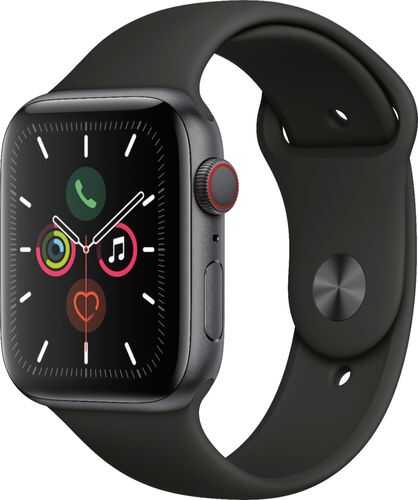 Rent to own Apple Watch Series 5 (GPS + Cellular) 44mm Space Gray Aluminum Case with Black Sport Band - Space Gray Aluminum (AT&T)