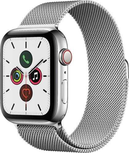 Rent to own Apple Watch Series 5 (GPS + Cellular) 44mm Stainless Steel Case with Stainless Steel Milanese Loop - Stainless Steel