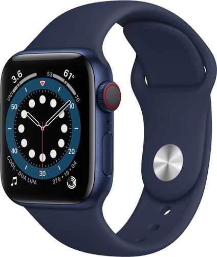 Apple Watch Series 6 (GPS + Cellular) 40mm Blue Aluminum Case with Deep Navy Sport Band - Blue (AT&T)
