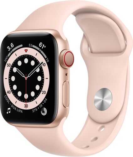 Apple Watch Series 6 (GPS + Cellular) 40mm Gold Aluminum Case with Pink Sand Sport Band - Gold (AT&T)