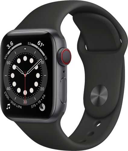Apple Watch Series 6 (GPS + Cellular) 40mm Space Gray Aluminum Case with Black Sport Band - Space Gray (AT&T)