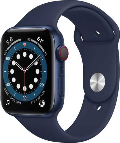 Apple Watch Series 6 (GPS + Cellular) 44mm Blue Aluminum Case with Deep Navy Sport Band - Blue (AT&T)