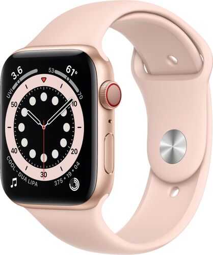 Apple Watch Series 6 (GPS + Cellular) 44mm Gold Aluminum Case with Pink Sand Sport Band - Gold (AT&T)