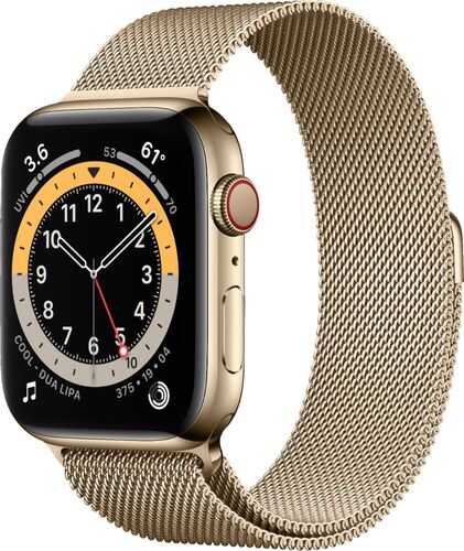 Rent to own Apple Watch Series 6 (GPS + Cellular) 44mm Gold Stainless Steel Case with Gold Milanese Loop - Gold (AT&T)