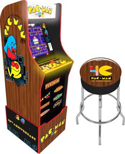 Arcade1Up - 40th Anniversary Pac-Man Special Edition Arcade Game Machine - Pac-Man Woodgrain/White