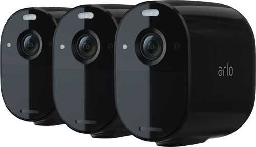 Arlo - Essential Spotlight Camera – Indoor/Outdoor Wire-Free 1080p Security Camera (3-pack) - Black