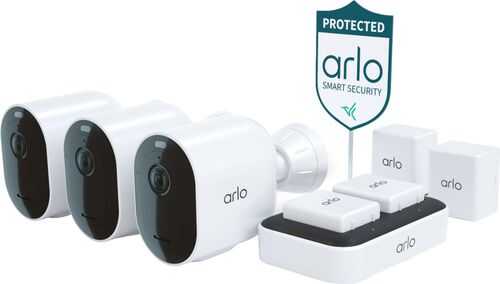 Arlo - Pro 4 Spotlight Camera Security Bundle - Wire-Free Indoor/Outdoor 2K Security Camera with Color Night Vision (3-pack) - White
