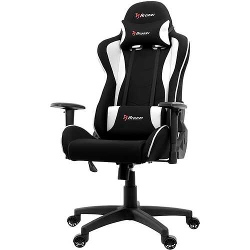 Rent to own Arozzi - Forte Mesh Fabric Ergonomic Gaming Chair - Black - White Accents