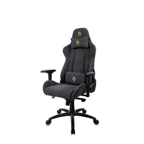 Arozzi - Verona Signature Premium Soft Fabric Ergonomic Gaming Chair - Dark Grey - Gold Accents