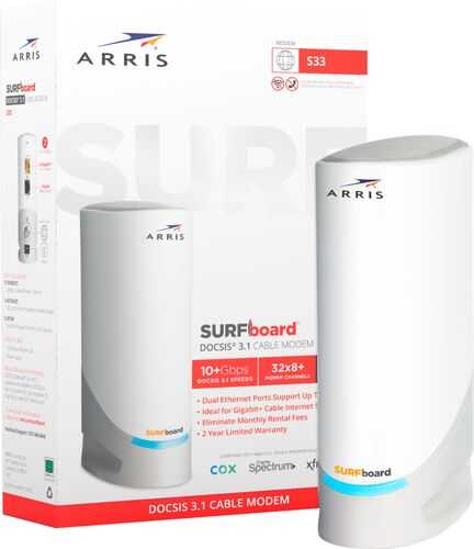 Rent to own ARRIS - SURFboard S33 32 x 8 DOCSIS 3.1 Multi-Gig Cable Modem with 2.5 Gbps Ethernet Port