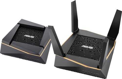 Rent to own ASUS - AiMesh AX6100 Wireless-AX6100 Tri-Band Gaming Mesh Wi-Fi System - Black/Gold