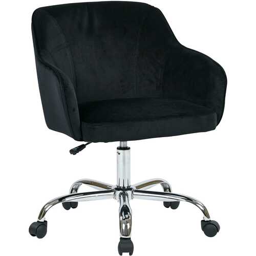 AveSix - Bristol Home Plush Fabric Task Chair - Velvet Black