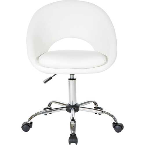 AveSix - Milo 5-Pointed Star Faux Leather Office Chair - White