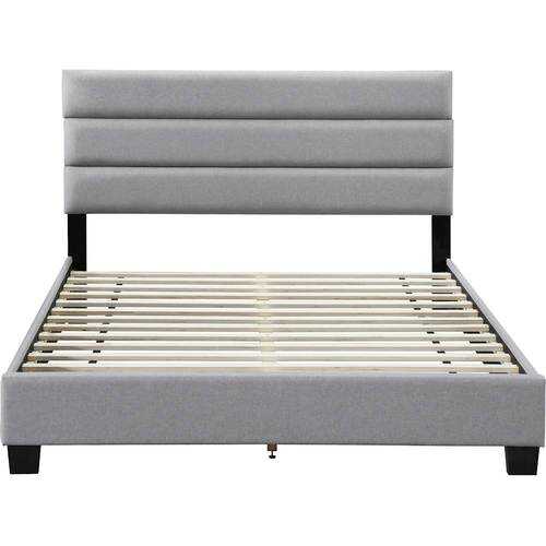 Rent to own Click Decor - Hudson Fabric 62.8" Queen Platform Bed - Gray
