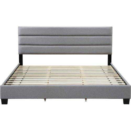 Rent to own Click Decor - Hudson Fabric 78.9" King Platform Bed - Gray