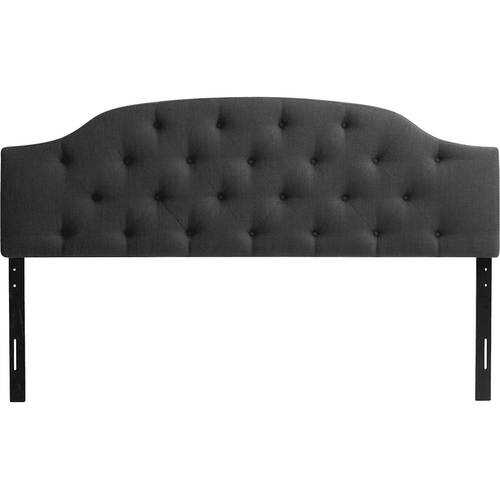 CorLiving - Diamond Button Arched Panel Tufted Fabric King Headboard - Dark Gray