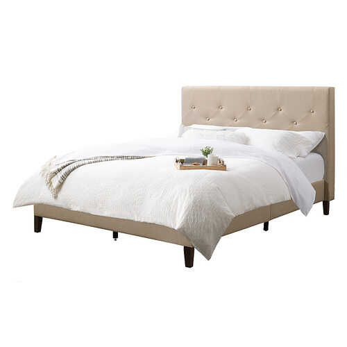 CorLiving - Nova Ridge Tufted Upholstered Bed, Full - Cream